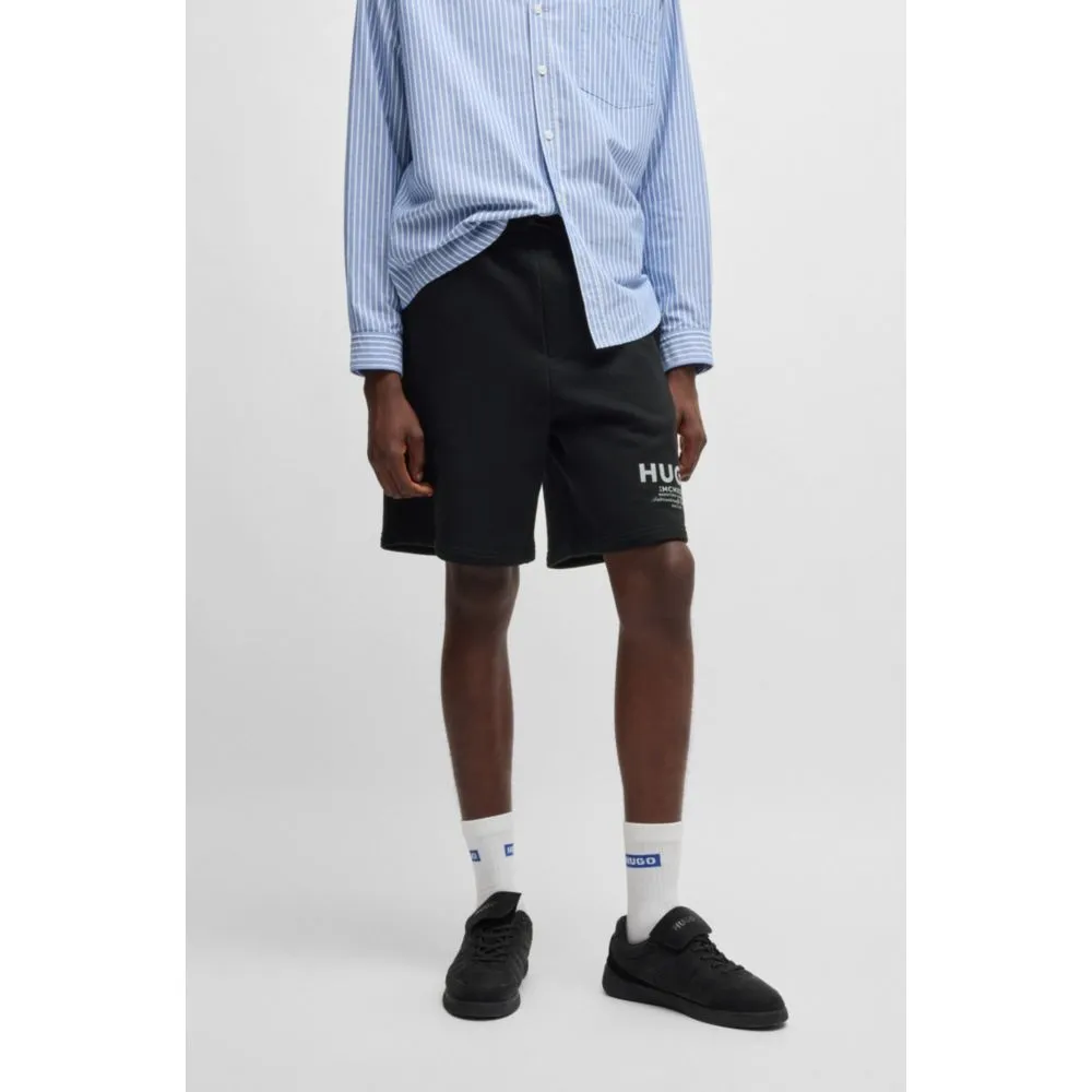 Cotton-terry shorts with drawstring and logo print