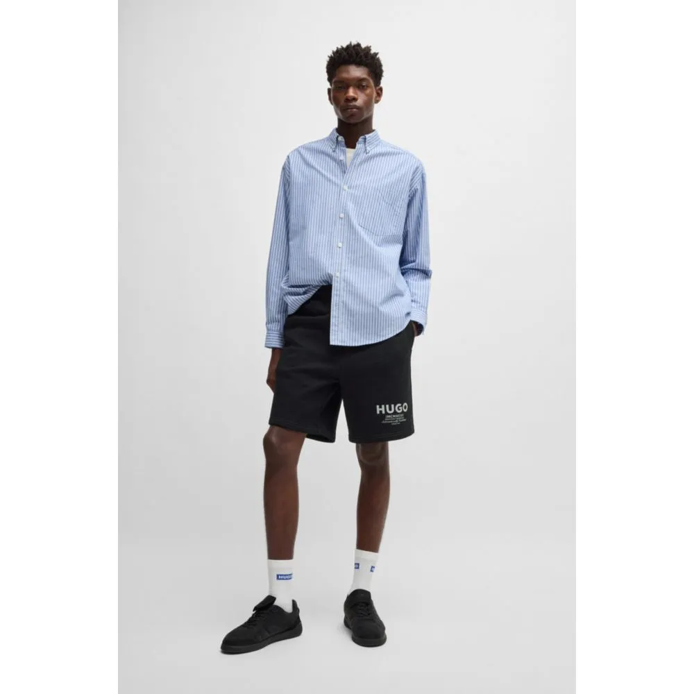 Cotton-terry shorts with drawstring and logo print