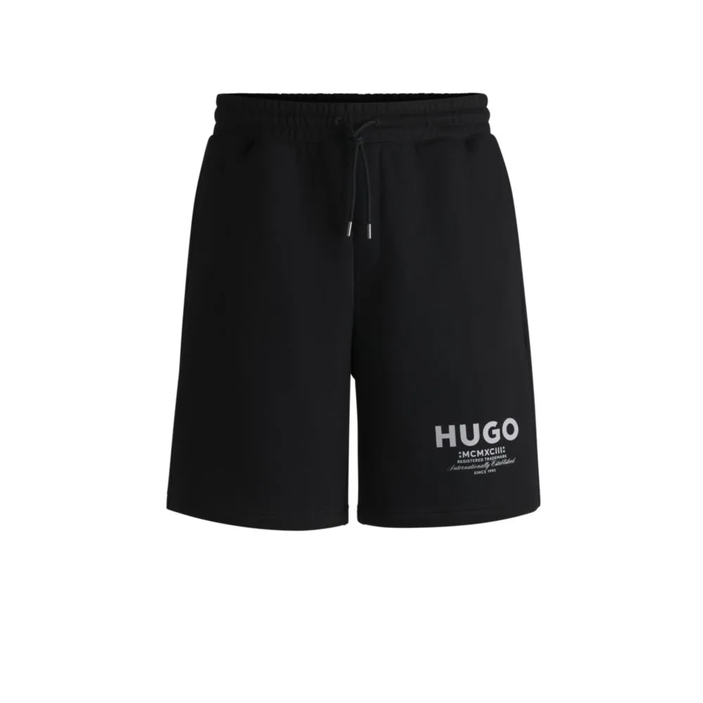Cotton-terry shorts with drawstring and logo print