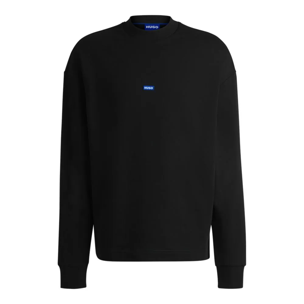 Cotton-terry sweatshirt with blue logo label