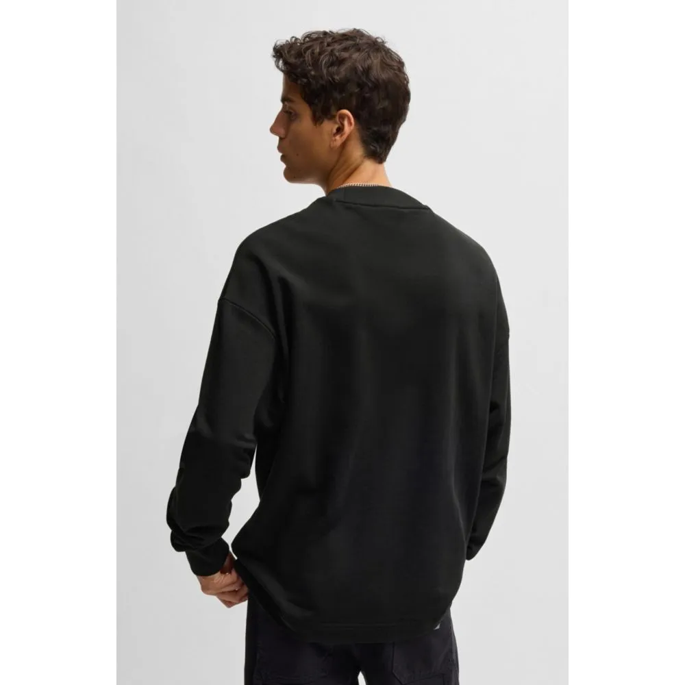 Cotton-terry sweatshirt with blue logo label