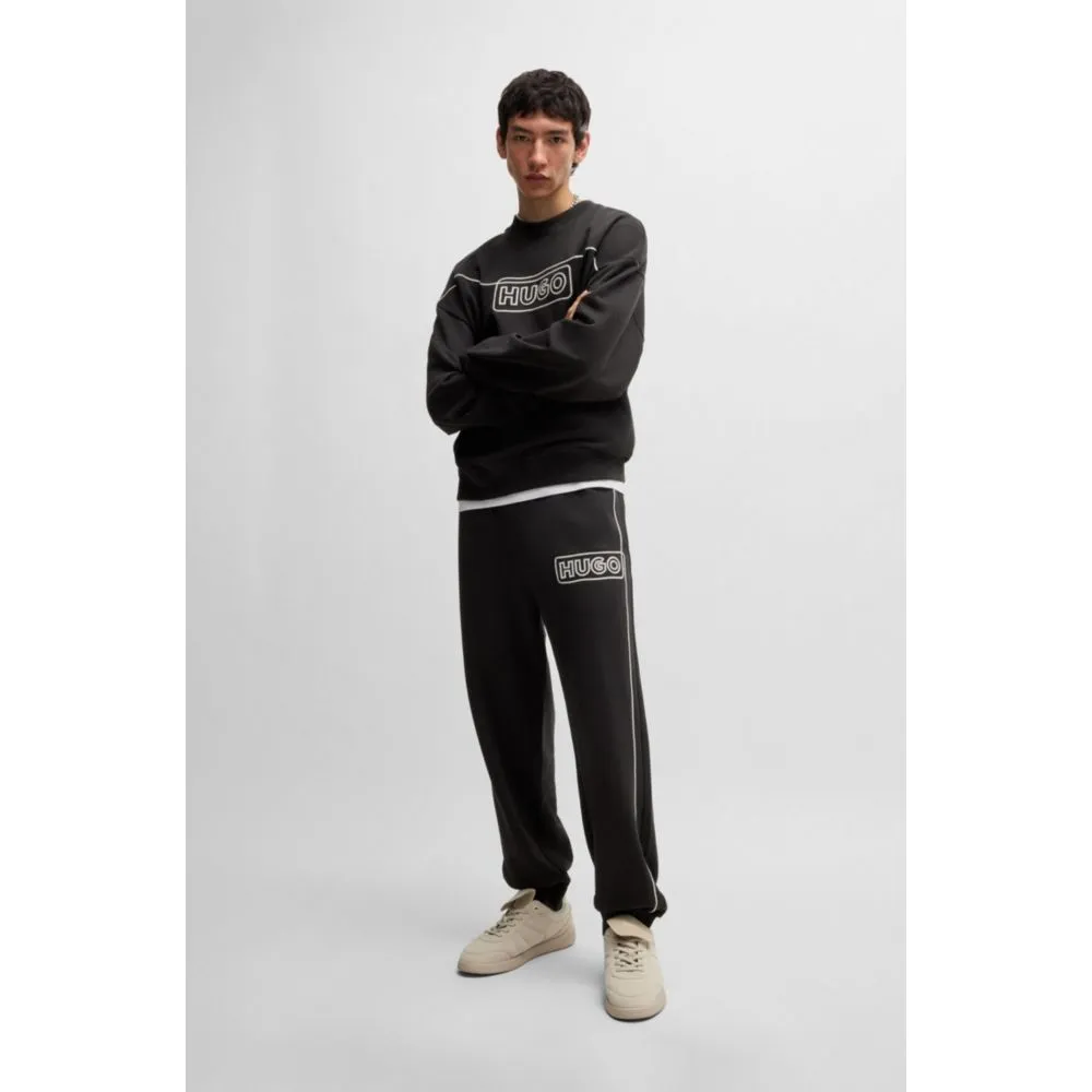 Cotton-terry sweatshirt with chain-stitch logo