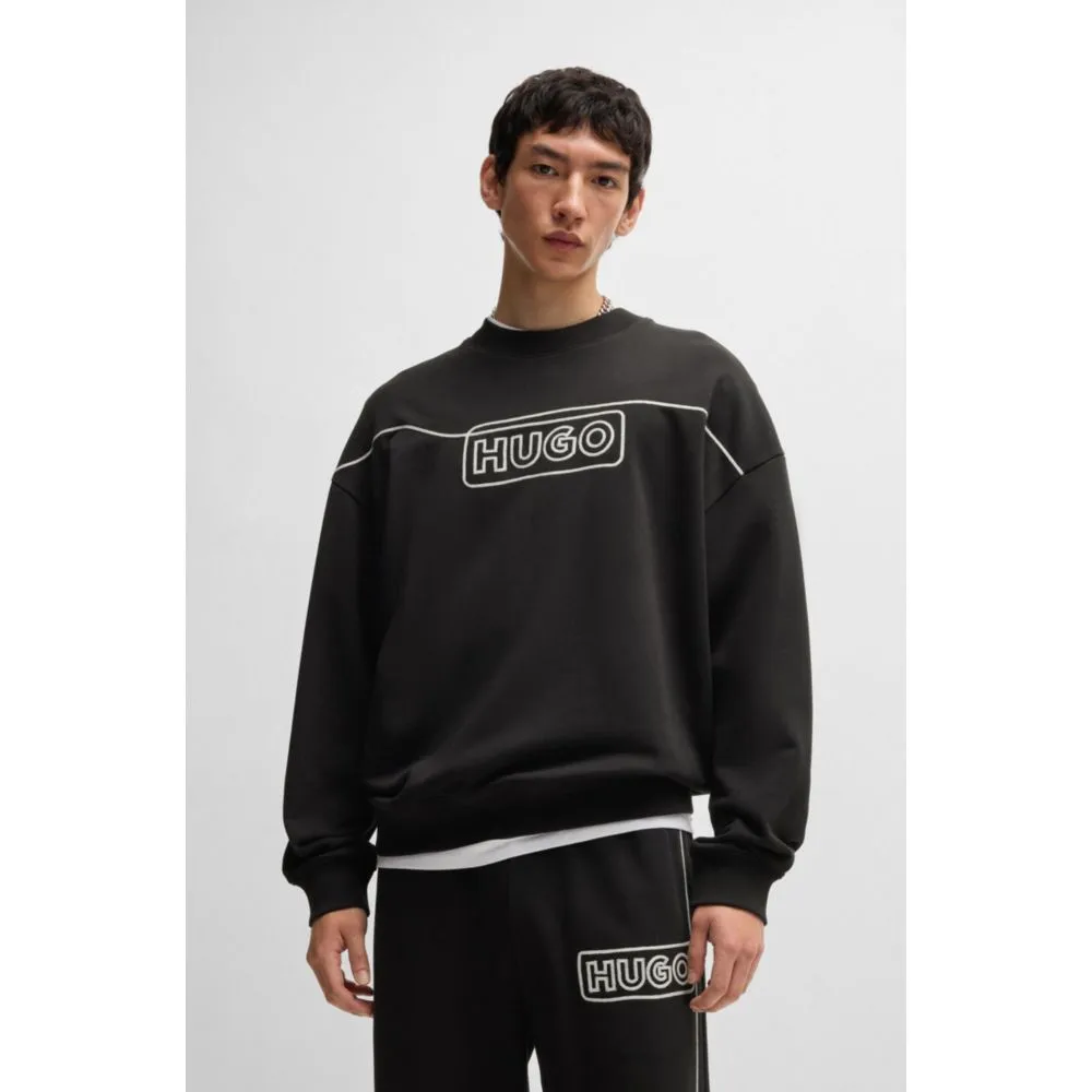 Cotton-terry sweatshirt with chain-stitch logo