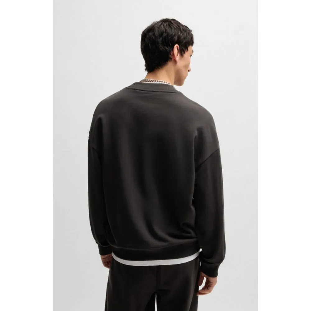 Cotton-terry sweatshirt with chain-stitch logo