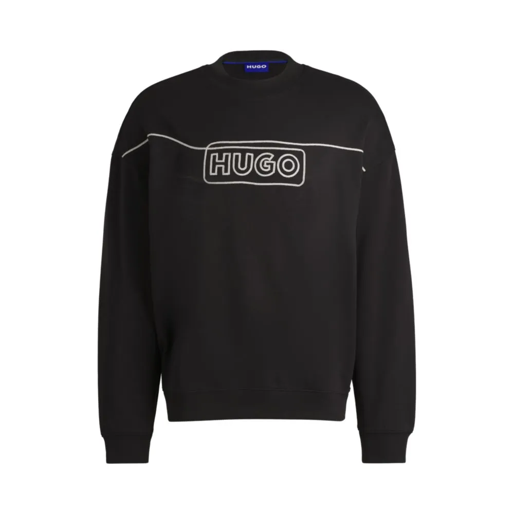 Cotton-terry sweatshirt with chain-stitch logo