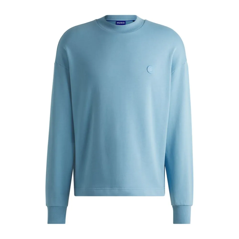 Cotton-terry sweatshirt with Happy HUGO logo patch