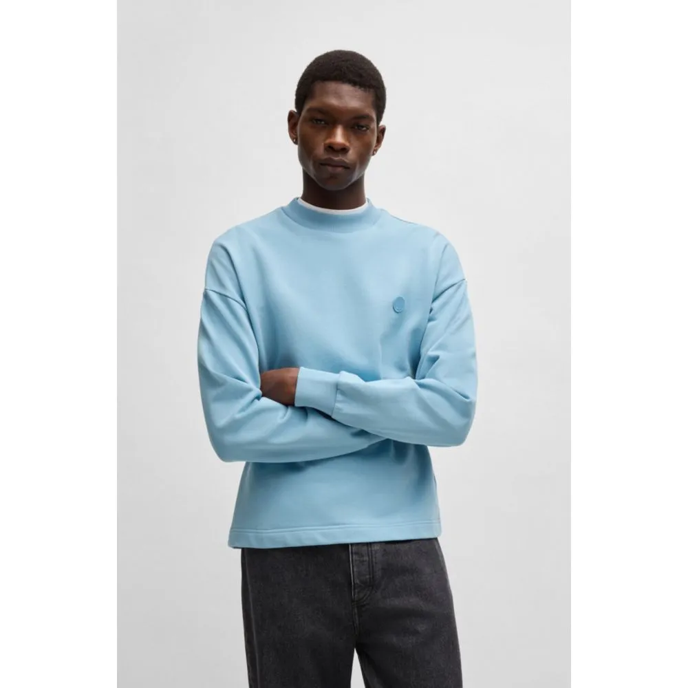 Cotton-terry sweatshirt with Happy HUGO logo patch