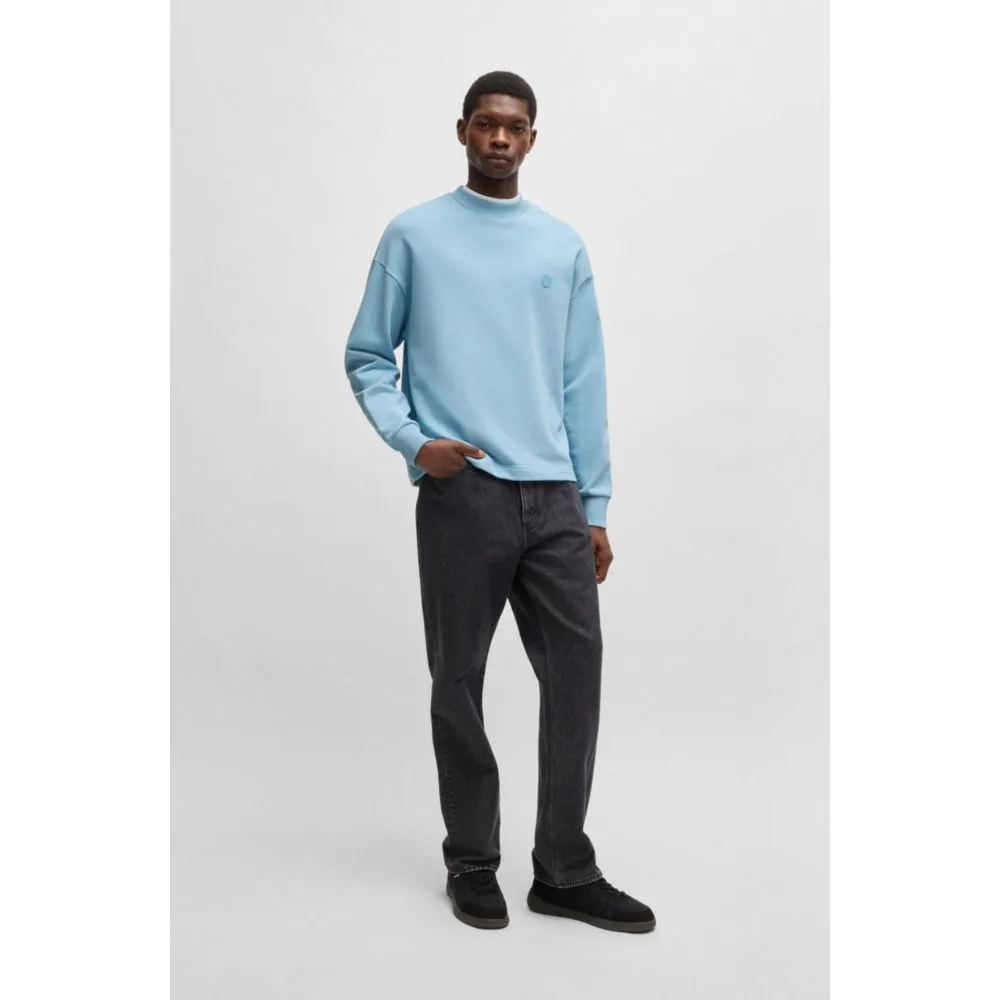 Cotton-terry sweatshirt with Happy HUGO logo patch