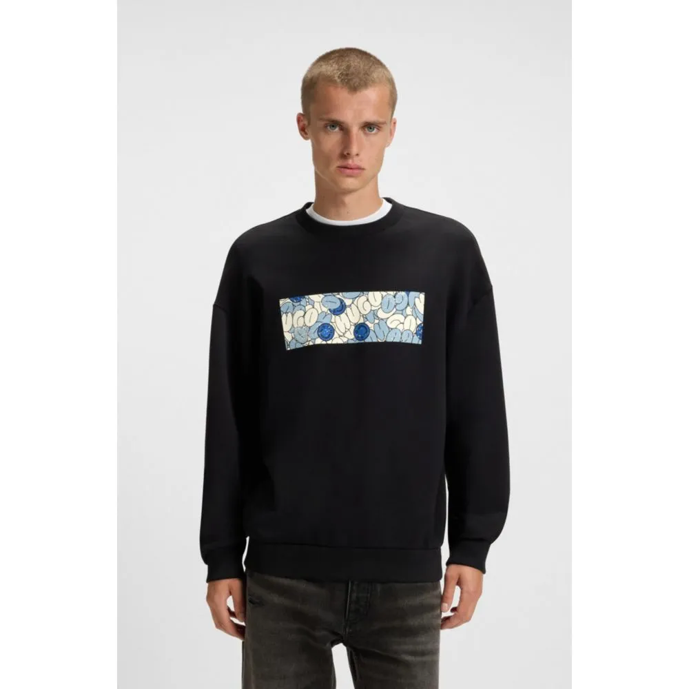 Cotton-terry sweatshirt with logo artwork print