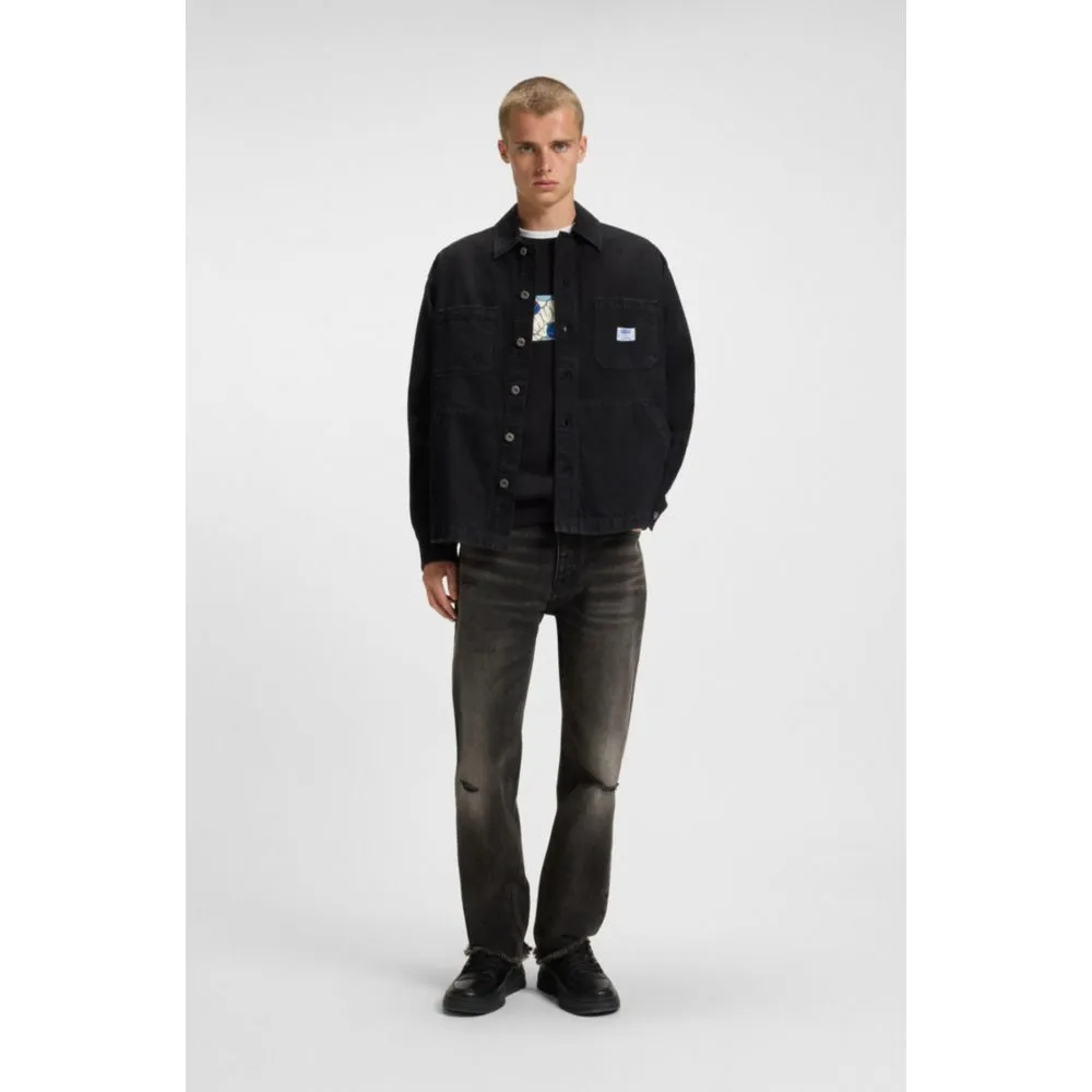 Cotton-terry sweatshirt with logo artwork print