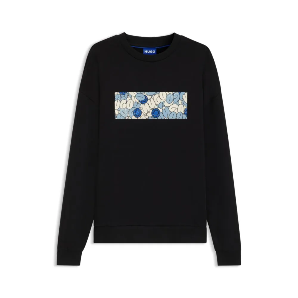 Cotton-terry sweatshirt with logo artwork print