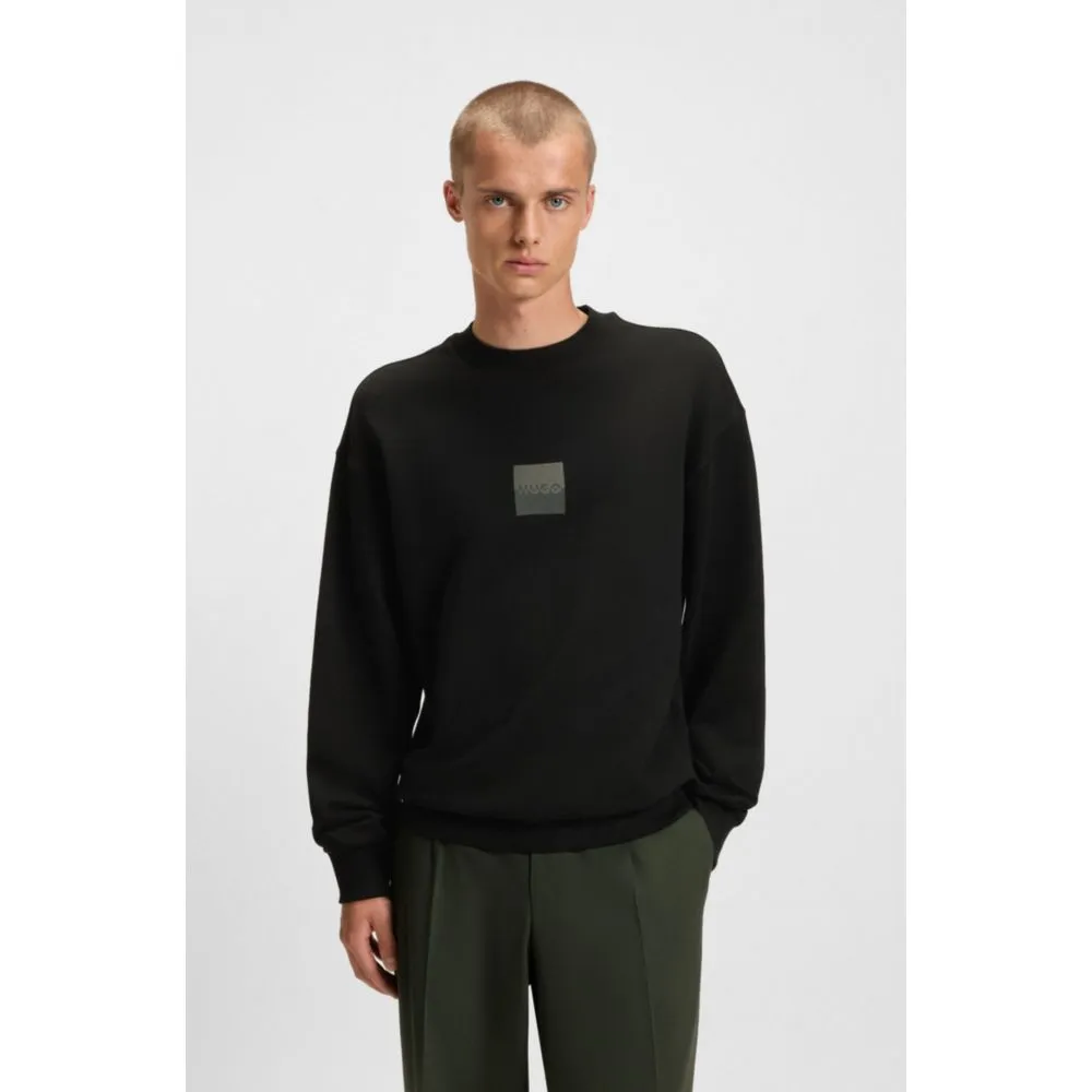 Cotton-terry sweatshirt with split logo