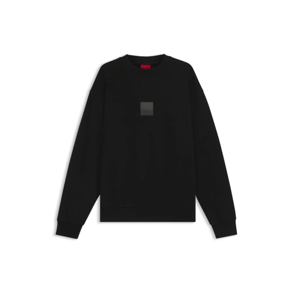 Cotton-terry sweatshirt with split logo