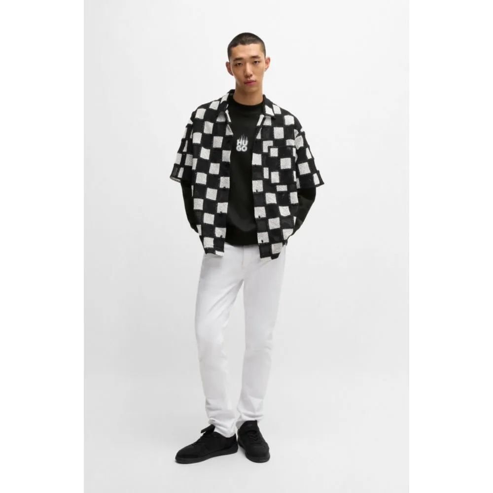 Cotton-terry sweatshirt with stacked smoke logo prints