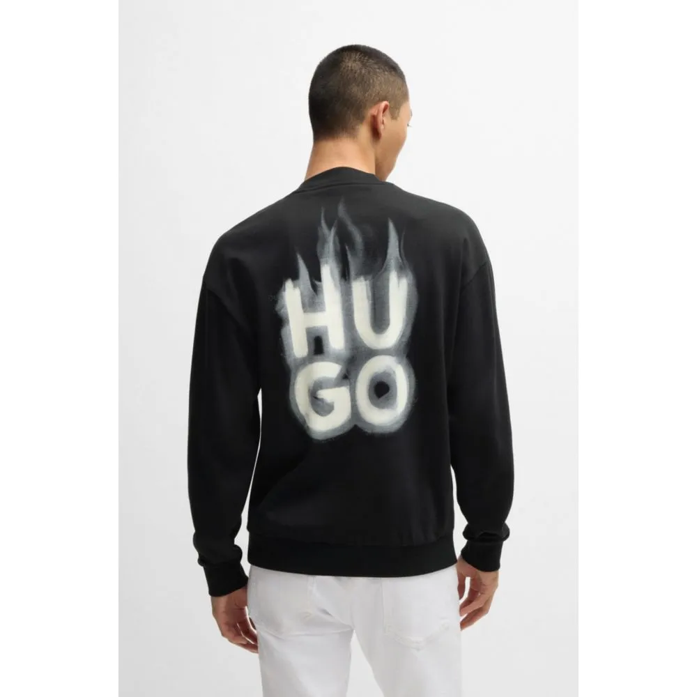 Cotton-terry sweatshirt with stacked smoke logo prints