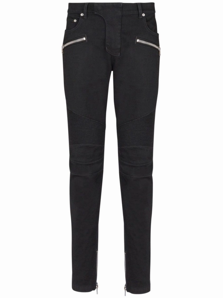 Cotton Blend Black Denim Jeans With Multi-Pocket Design