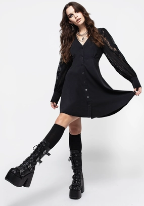 Covenant Lace Sleeve Button Up Mini Dress Dresses Womens - summer dresses discount
