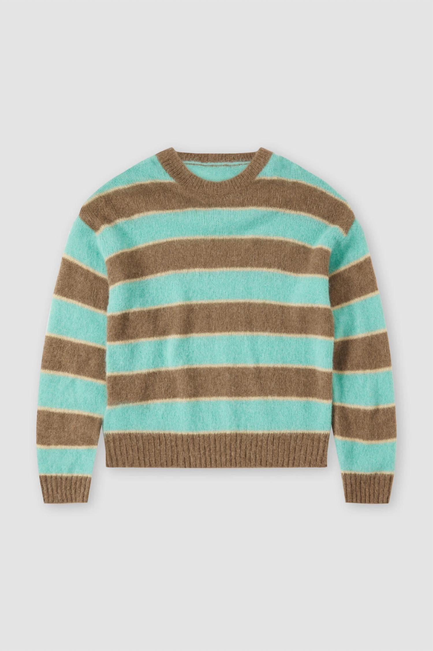 Crew Neck Striped Jumper In Glazed Green