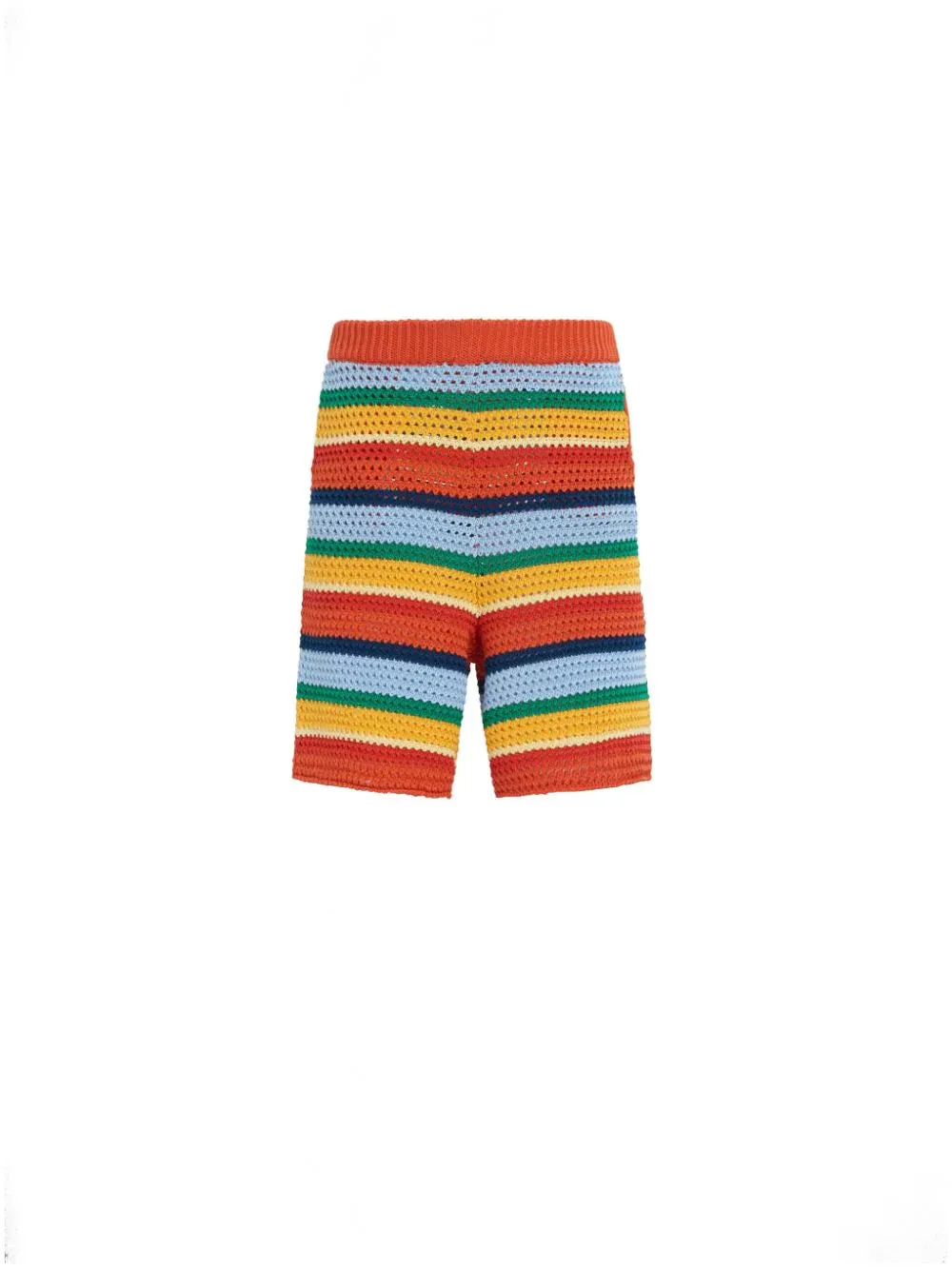 Crochet-Knit Striped Shorts cheap mens pants online