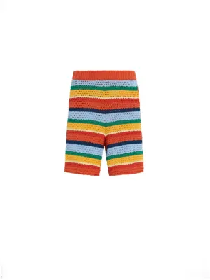 Crochet-Knit Striped Shorts cheap mens pants online