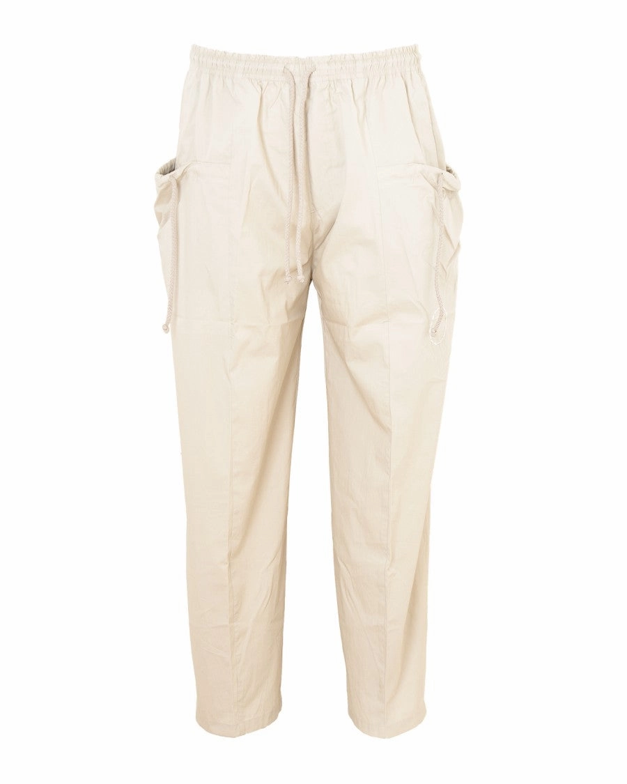Cropped Straight-Leg Pants With Embroidered Motif