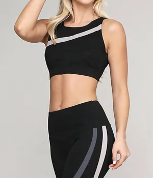 Curves Confidence Striped Workout Sports Bra In Gray/black Activewear Womens - cheap workout clothes for women