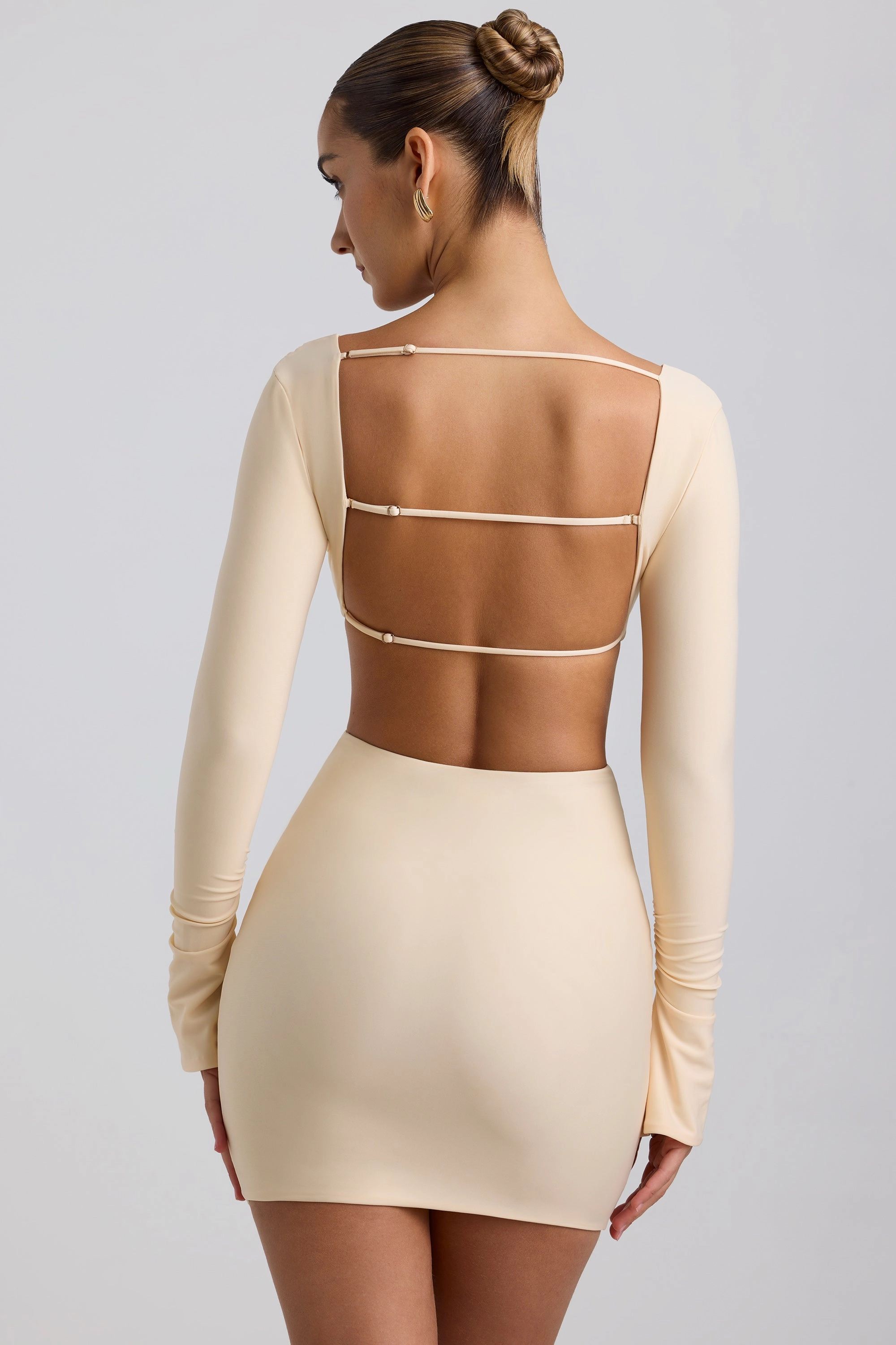 Cut-Out Hardware Detail Mini Dress in Buttercream
