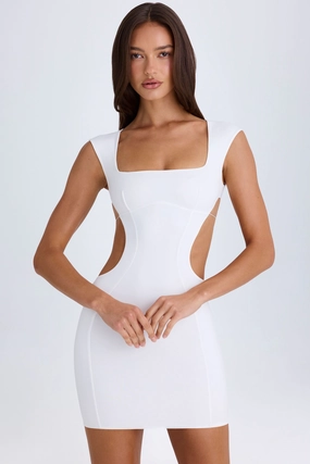 Cut-Out Lace-Up Mini Dress in White Dresses - wrap dresses discount