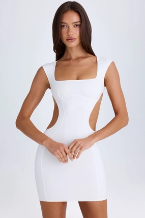 Cut-Out Lace-Up Mini Dress in White Dresses - midi dresses clearance