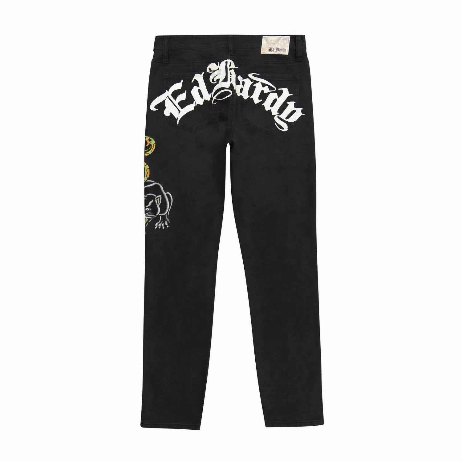 Dagger Skull Slim Taper Jean In Black