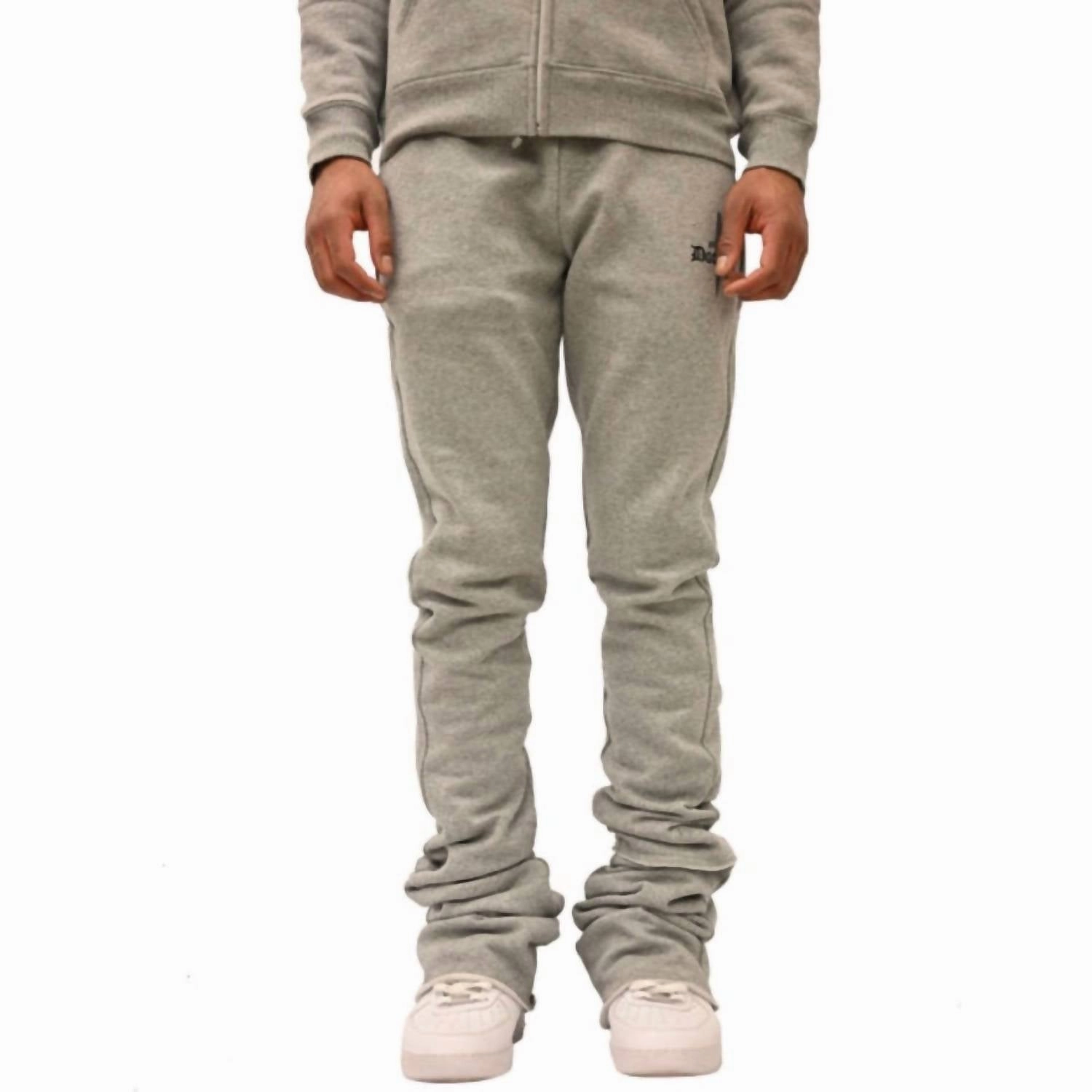 Dagger Stacked Flared Joggers Pants In Heather Gray