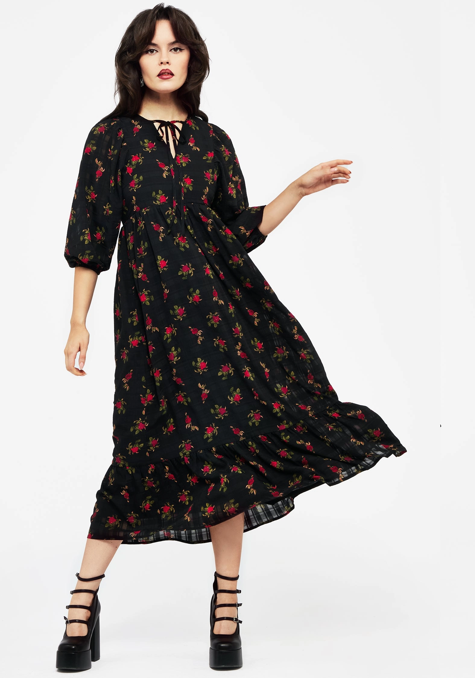 Darcey Floral Print Chiffon Midaxi Dress Dresses Womens - beach dresses cheap