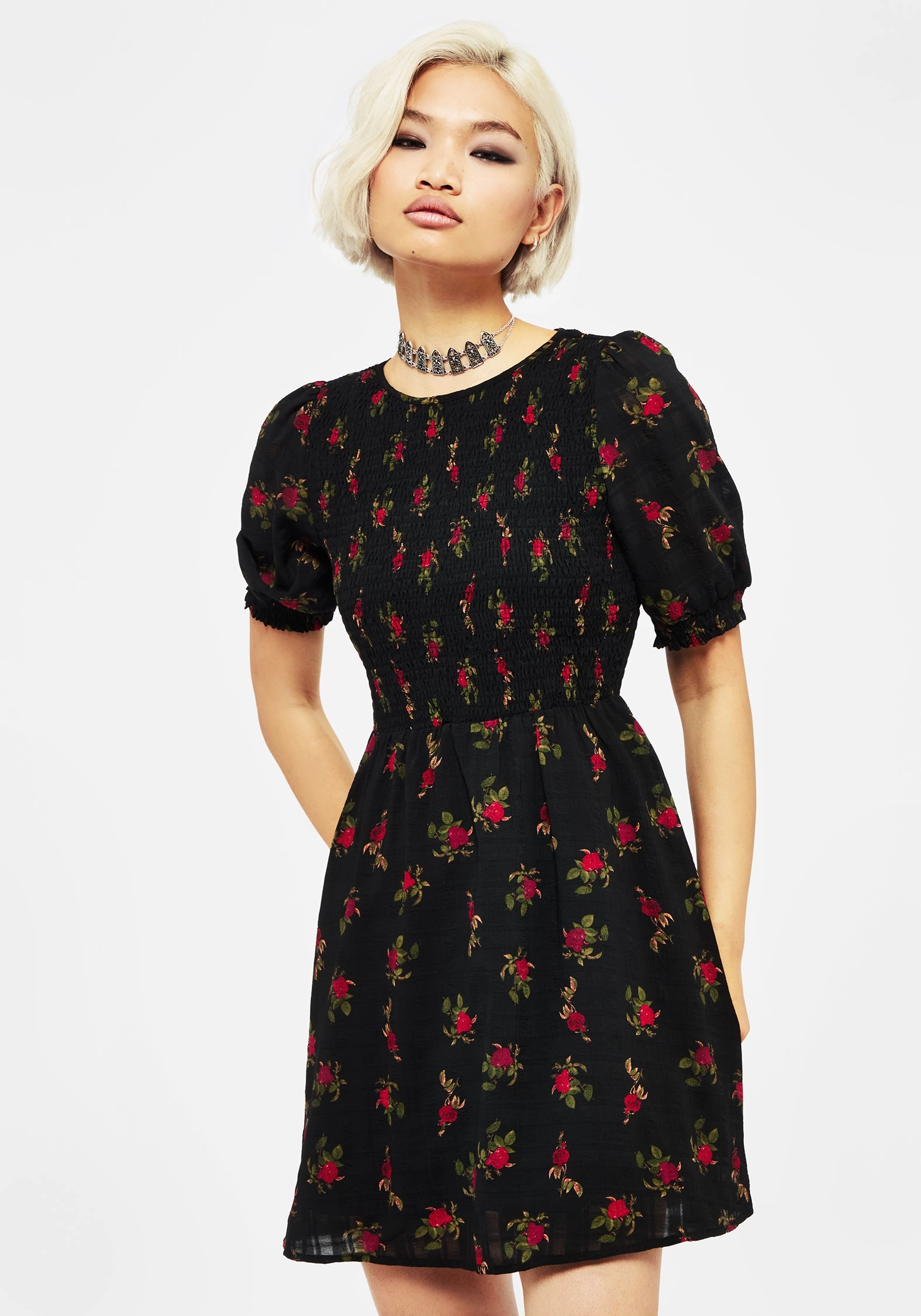 Darcey Floral Print Mini Dress Dresses Womens - beach dresses cheap