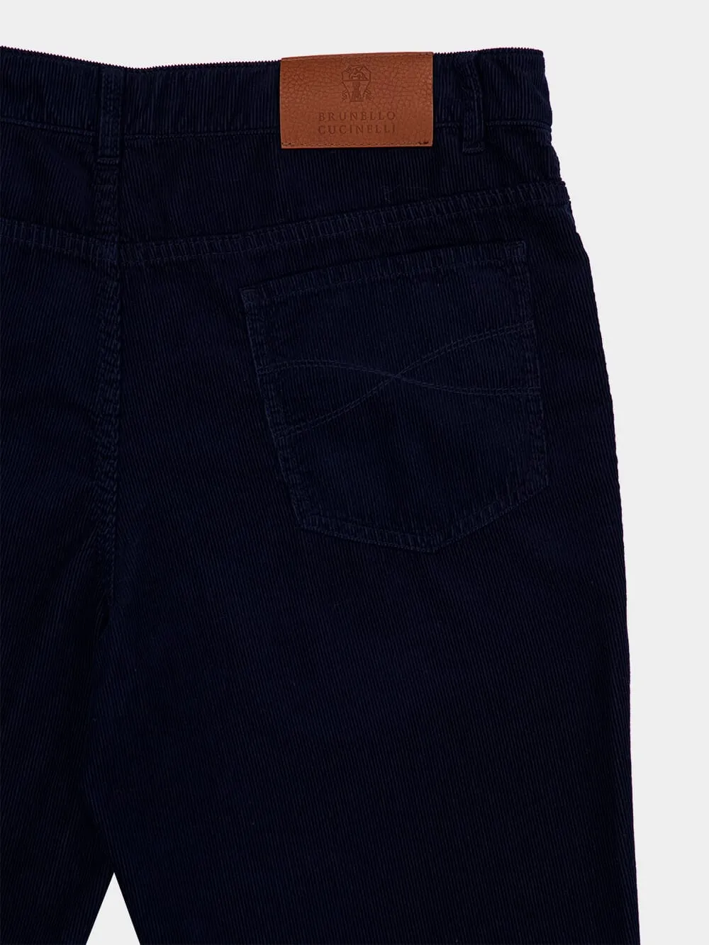 Dark Blue Corduroy Italian Fit Trousers