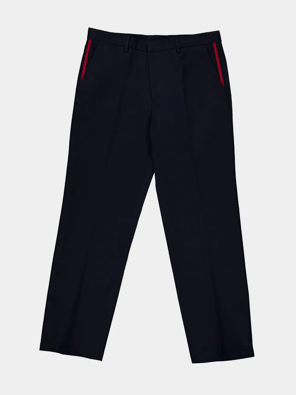 Dark Blue Twill Trousers with Web Detail