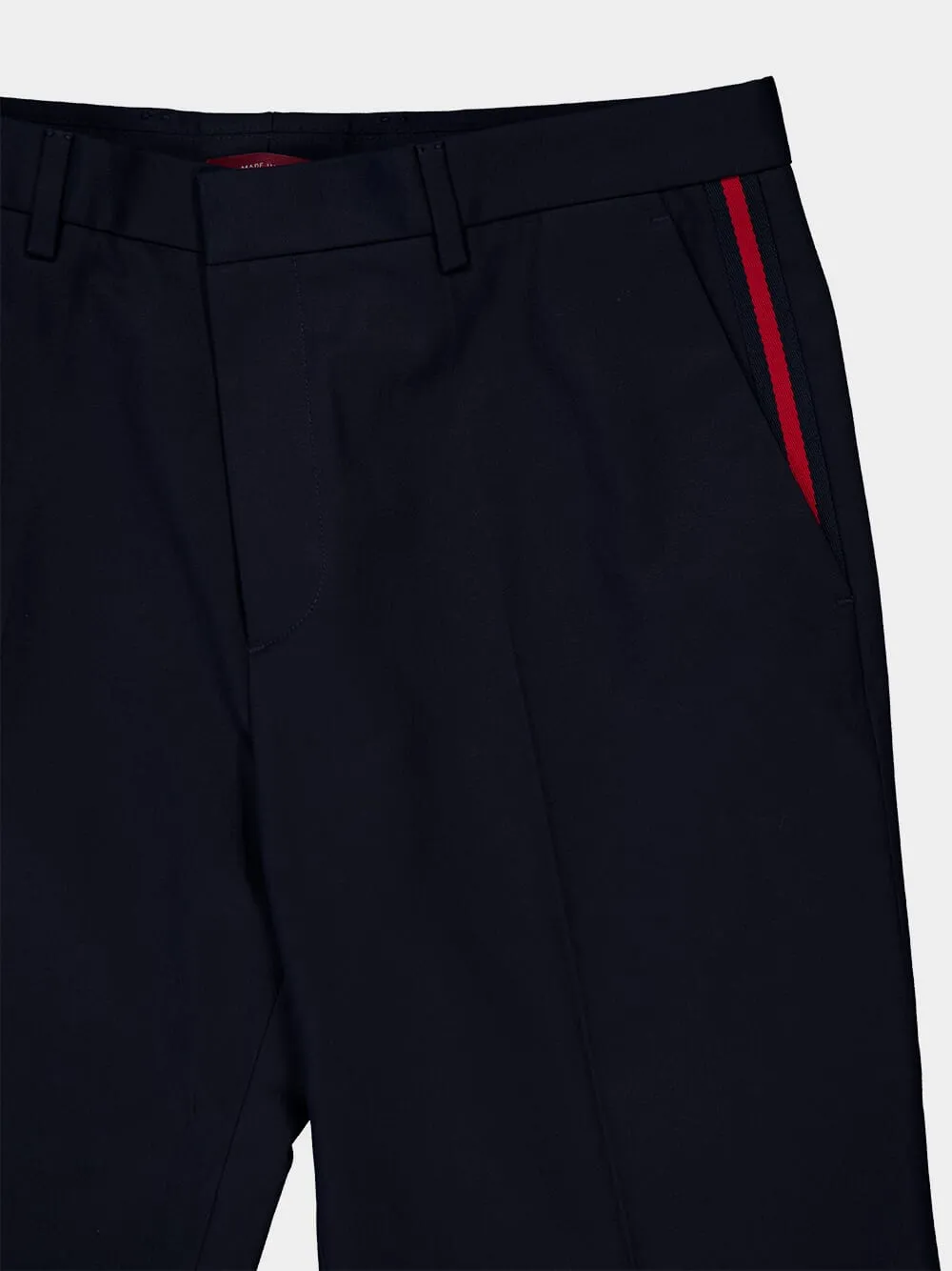 Dark Blue Twill Trousers with Web Detail