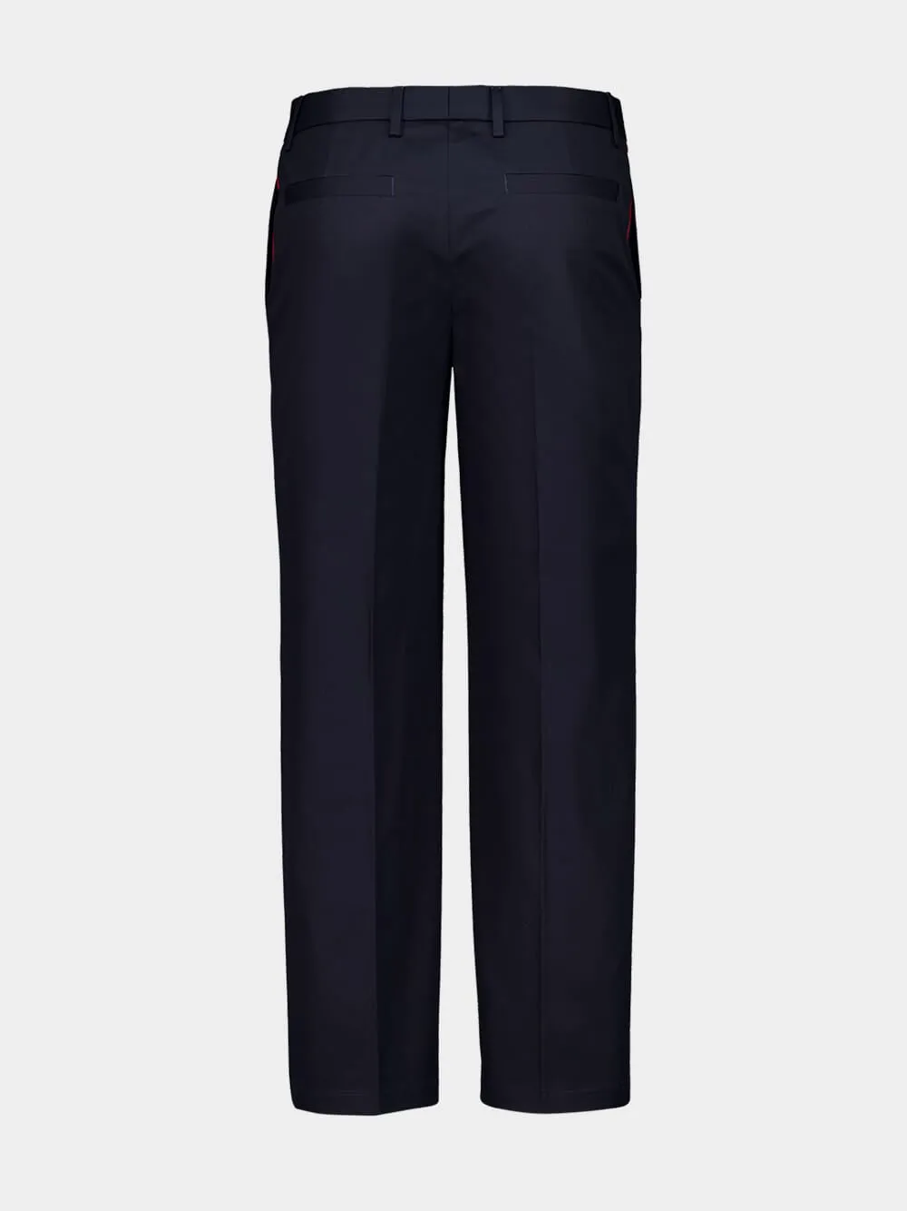 Dark Blue Twill Trousers with Web Detail