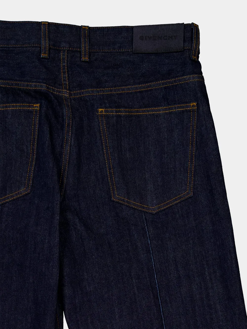 Dark Blue Wide-Leg Indigo Denim Jeans