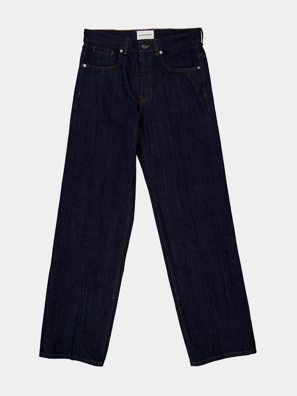 Dark Blue Wide-Leg Indigo Denim Jeans