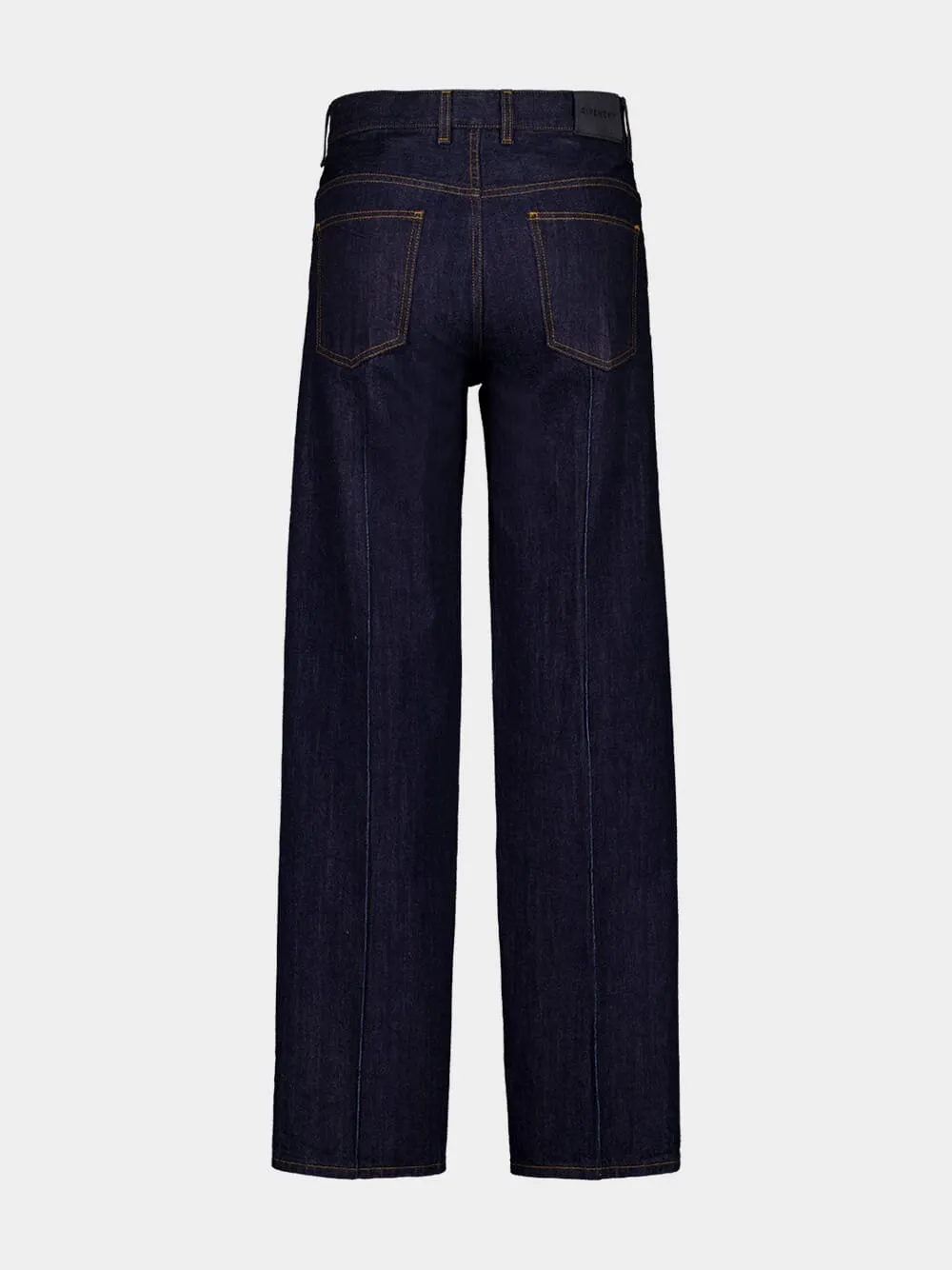 Dark Blue Wide-Leg Indigo Denim Jeans