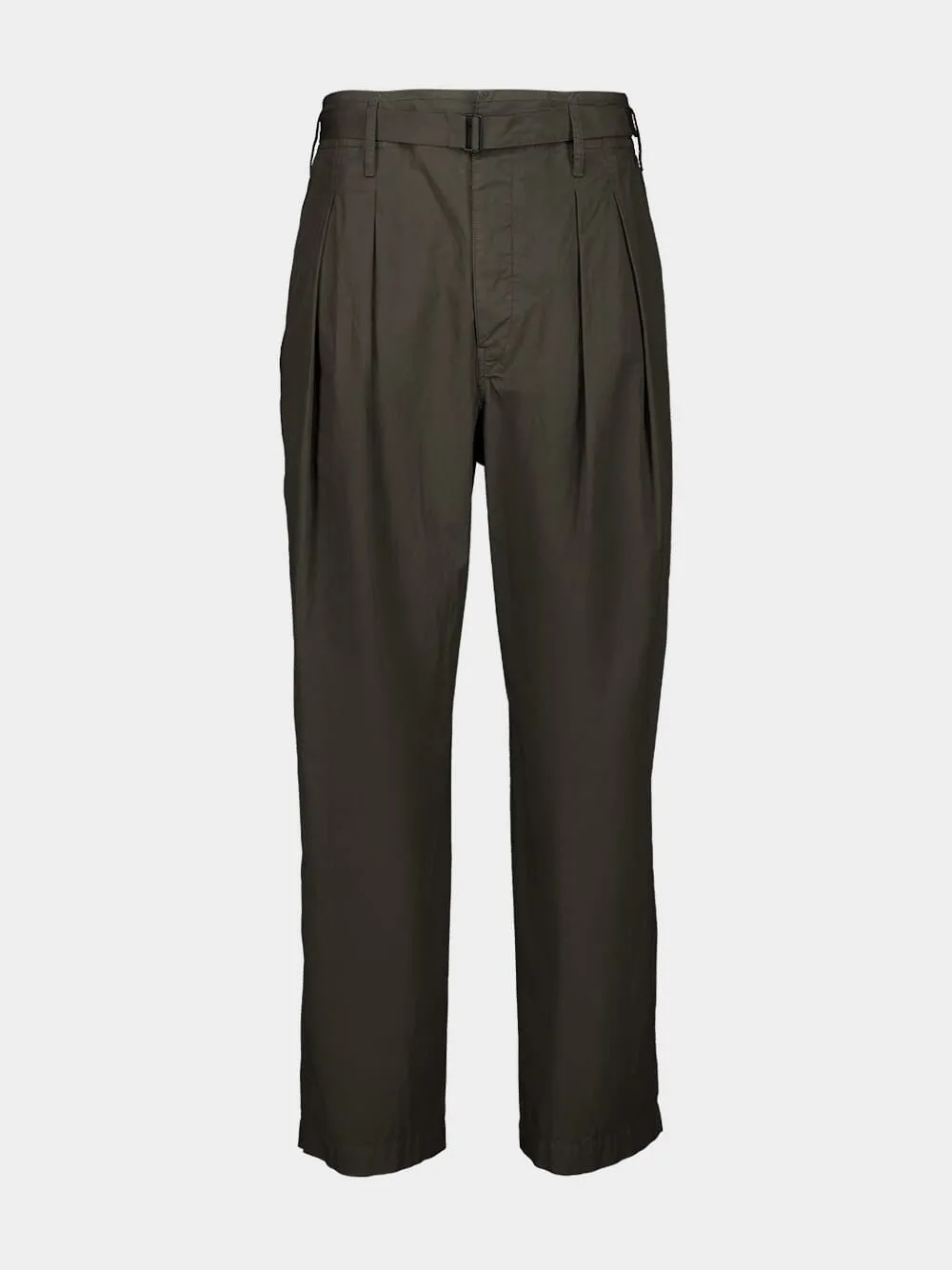 Dark Brown Pleated Cotton Belted Trousers Bottoms Mens - cheap mens shorts online