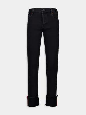 Dark Grey Denim pant with Web Bottoms Mens - cheap mens shorts online