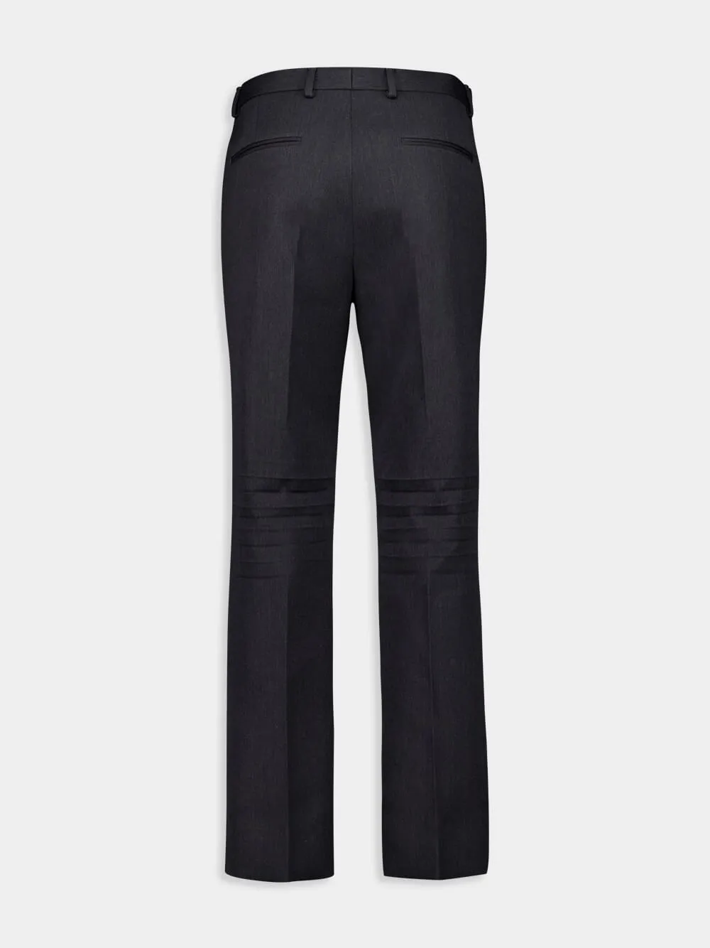 Dark Grey Wool Pants with Crease Detail