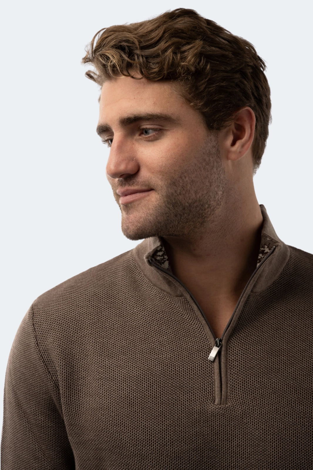 Dark Mink Melange Quarter Zip