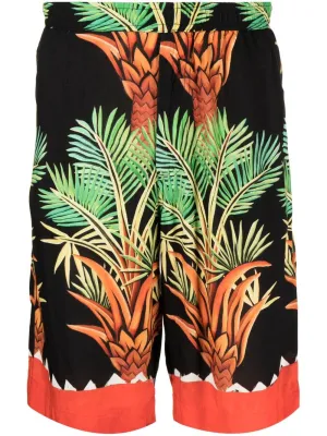 Date Palm Motif-Print Bermuda Shorts cheap mens pants online
