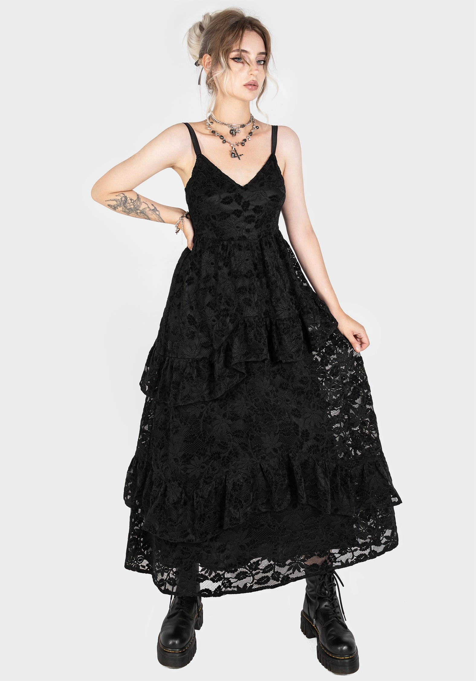 Dauphine Tiered Lace Midaxi Dress Dresses Womens - beach dresses cheap