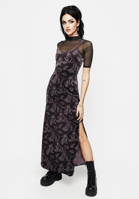 Deception Snake Foil Print Velour Maxi Slip Gown Dresses Womens - beach dresses cheap