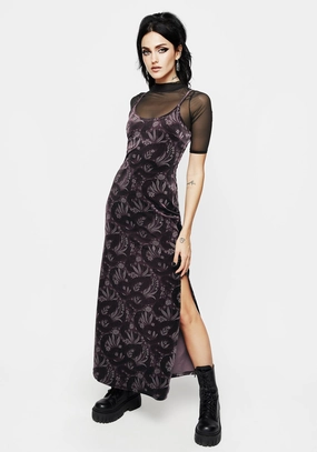 Deception Snake Foil Print Velour Maxi Slip Gown Dresses Womens - summer dresses discount