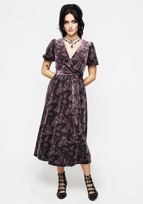 Deception Snake Foil Print Velour Midi Wrap Dress Dresses Womens - beach dresses cheap