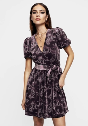 Deception Snake Foil Print Velour Mini Wrap Dress Dresses Womens - summer dresses discount
